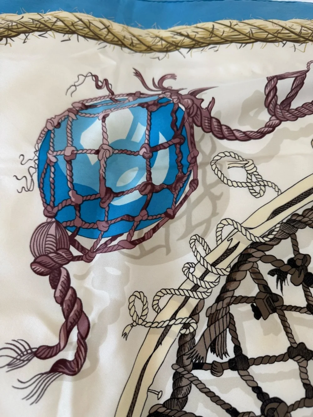 Hermès Nautical Dreamcatcher Silk Wall Decor - Cream & Blue